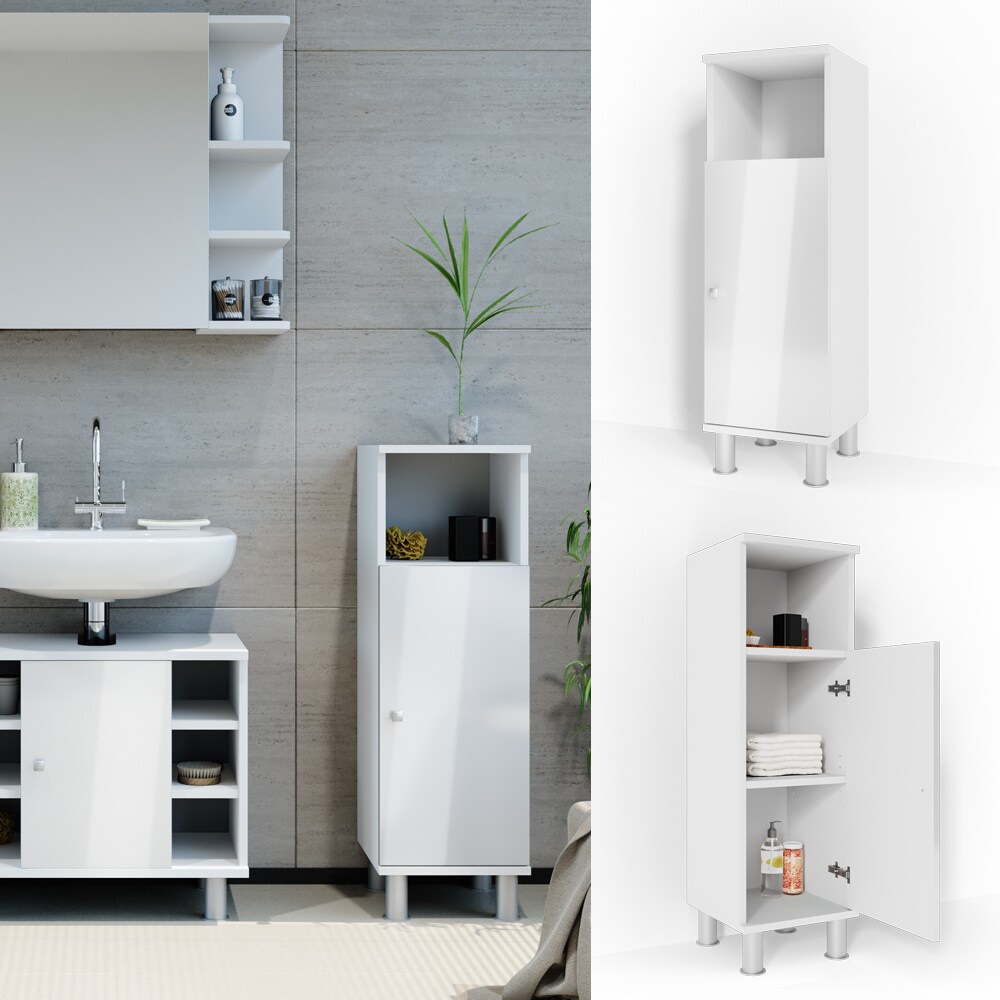 VICCO Midischrank FYNN 95 x 30 cm Wei&szlig; Hochglanz - Badezimmerschrank Badschrank Schrank Badregal - Bild 1