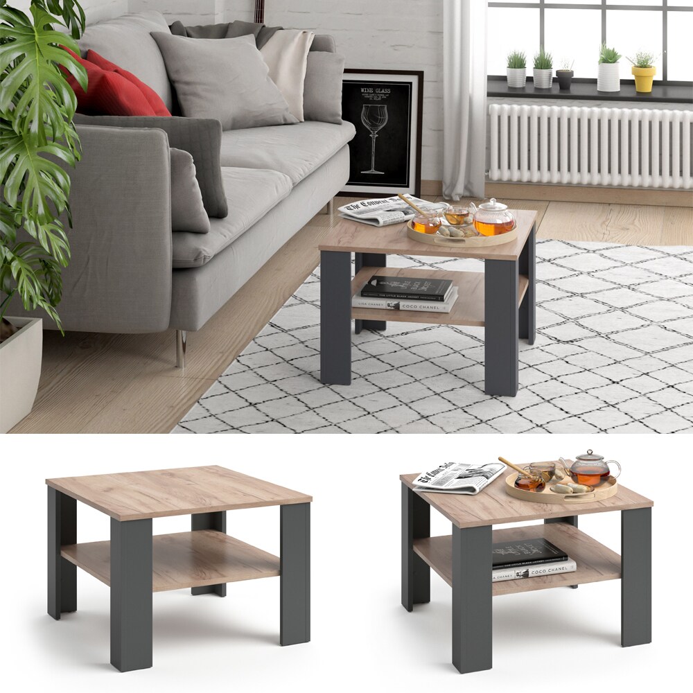 VICCO Couchtisch HOMER Anthrazit Sand 60x60 cm - Wohnzimmer Sofatisch Kaffeetisch