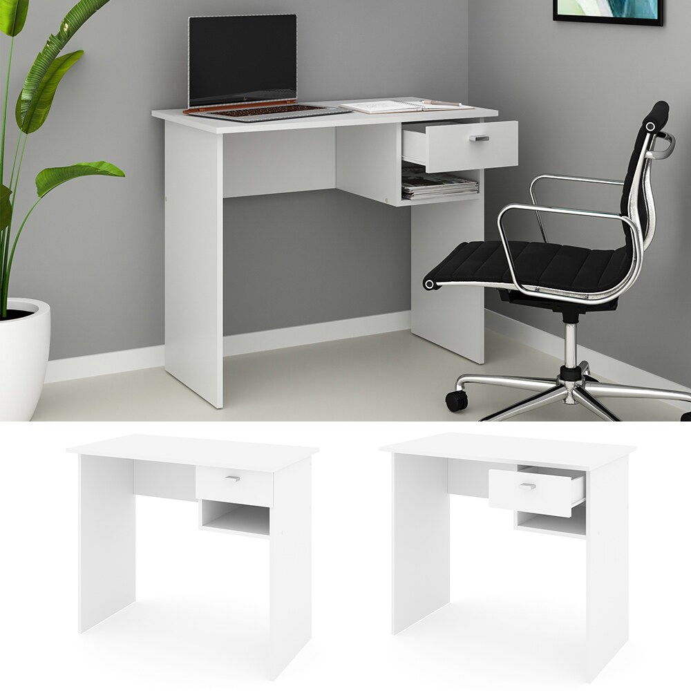 VICCO Schreibtisch COLIN Weiß Arbeitstisch Bürotisch Regal PC Tisch Schublade | 04251421934696