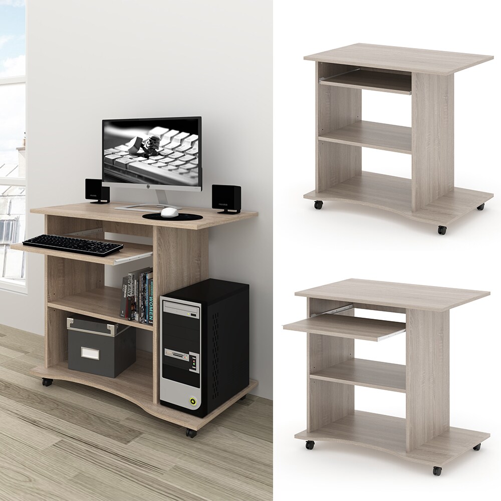 VICCO Computertisch HARM Tisch Bürotisch Laptoptisch Büro Schreibtisch rollbar Sonoma