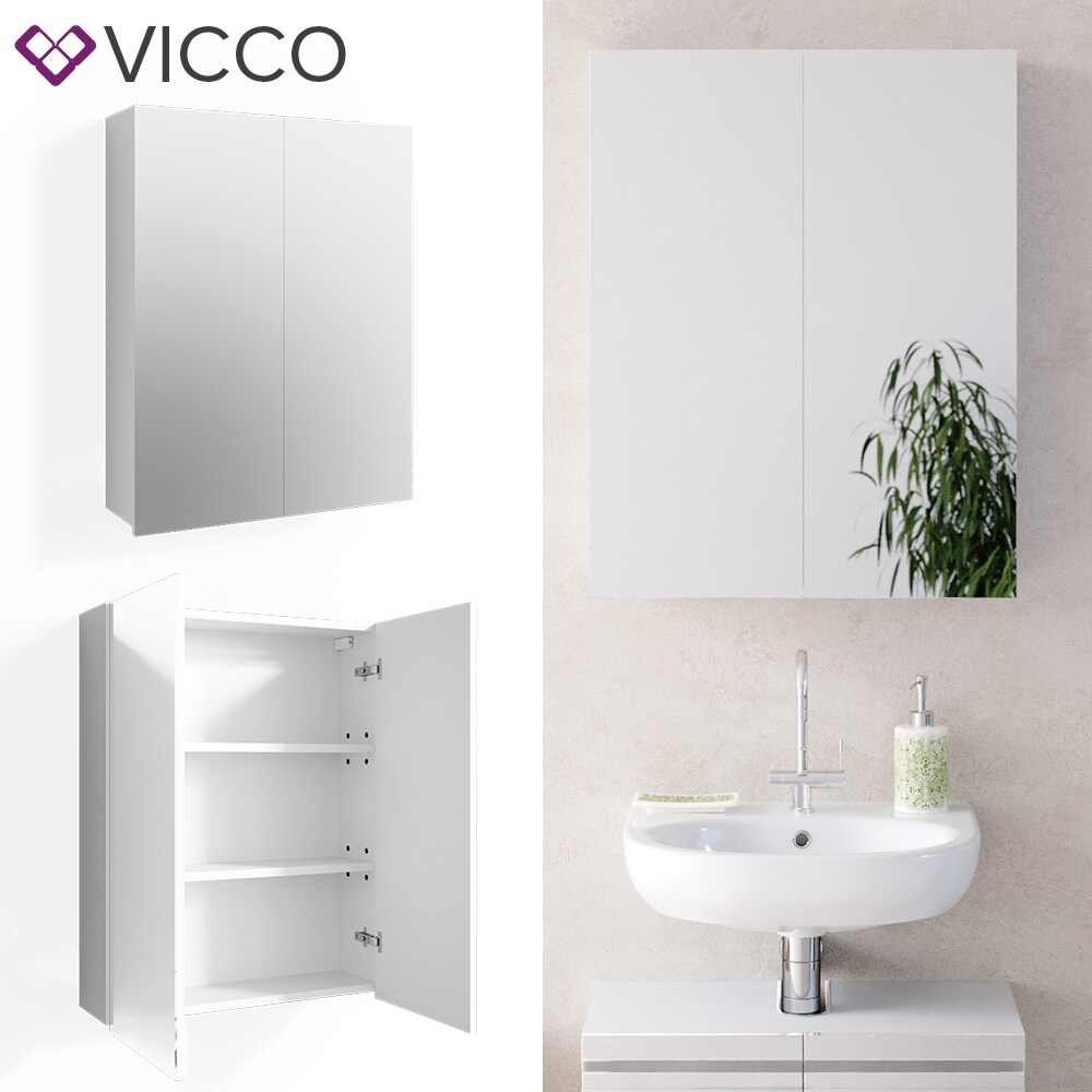 VICCO Spiegelschrank FREDDY Wei&szlig; Spiegel Badspiegel Wandspiegel Badezimmer - Bild 1