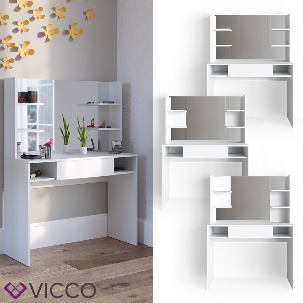 VICCO Schminktisch DAENERYS Wei&szlig; Frisiertisch Kommode Frisierkommode Spiegel - Bild 1