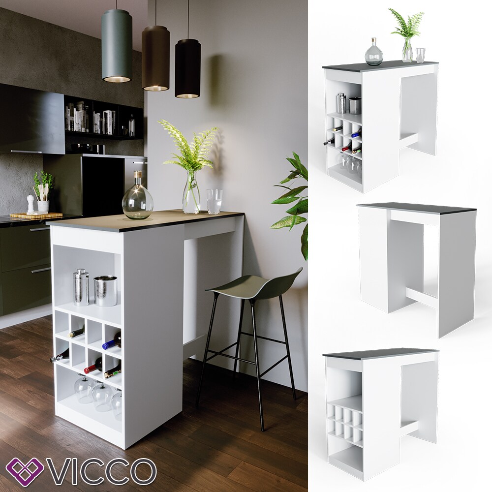 VICCO Bartisch ROSS Wei&szlig; Anthrazit Bartresen Stehtisch Tresentisch Bistrotisch - Bild 1