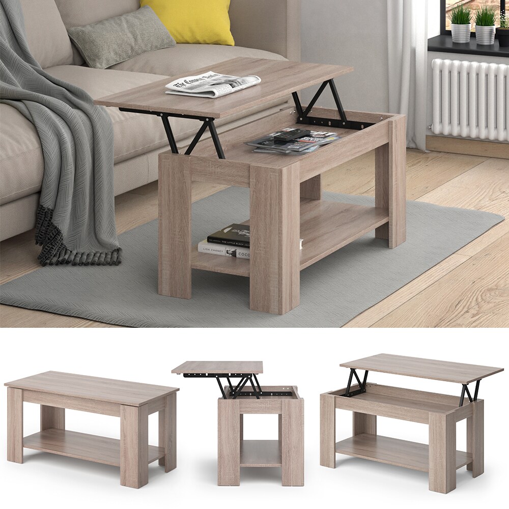 VICCO Couchtisch LORENZ höhenverstellbar Eiche Sofatisch Kaffetisch Wohnzimmer Tisch | 04251421939684