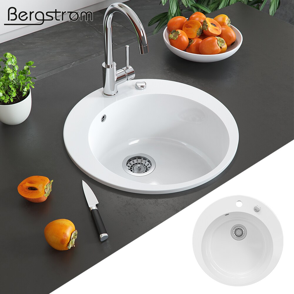 BERGSTR&Ouml;M Keramik Sp&uuml;le VALENCIA Beschichtet K&uuml;che Einbausp&uuml;le Sp&uuml;lbecken Wei&szlig; - Bild 1