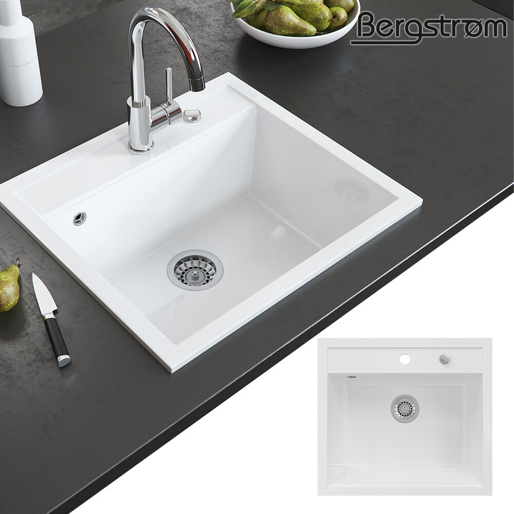 BERGSTRÖM Keramik Spüle VALENCIA Beschichtet Küche Einbauspüle Spülbecken Weiß