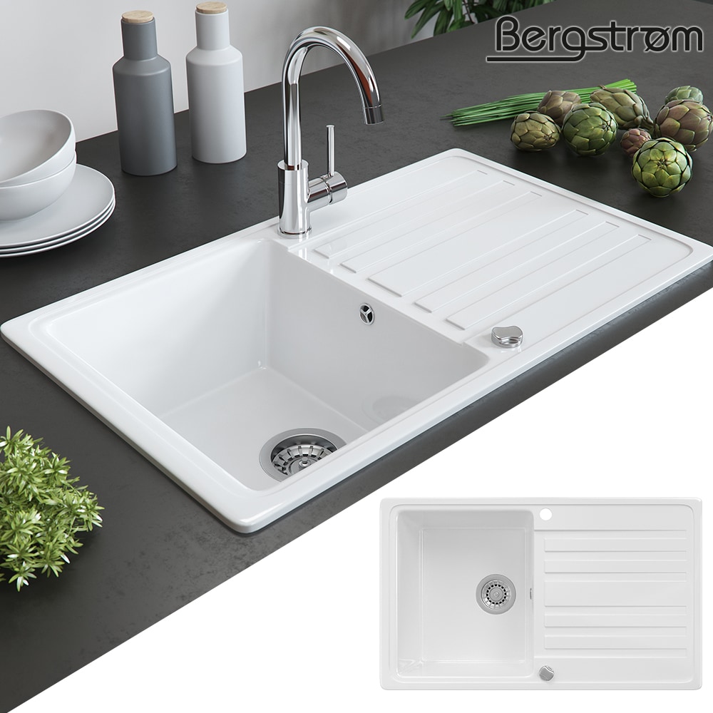 BERGSTR&Ouml;M Keramik Sp&uuml;le VALENCIA Beschichtet K&uuml;che Einbausp&uuml;le Sp&uuml;lbecken Wei&szlig; - Bild 1