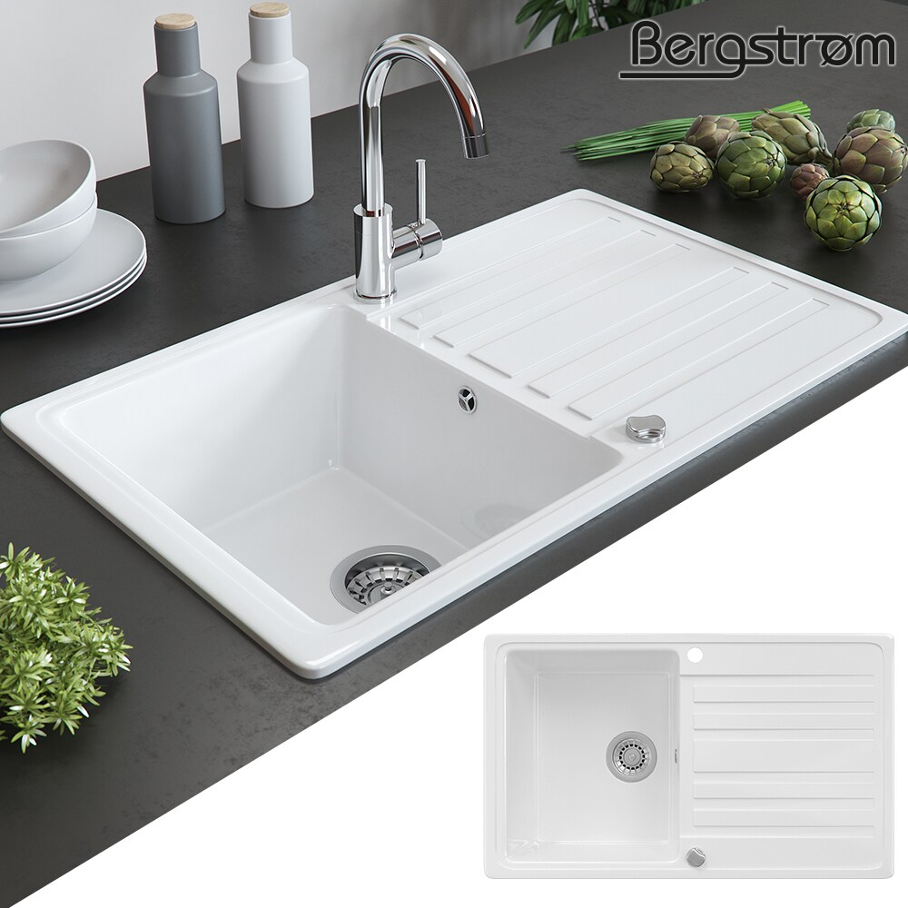 BERGSTRÖM Keramik Spüle VALENCIA Beschichtet Küche Einbauspüle Spülbecken Weiß | 04251421937451