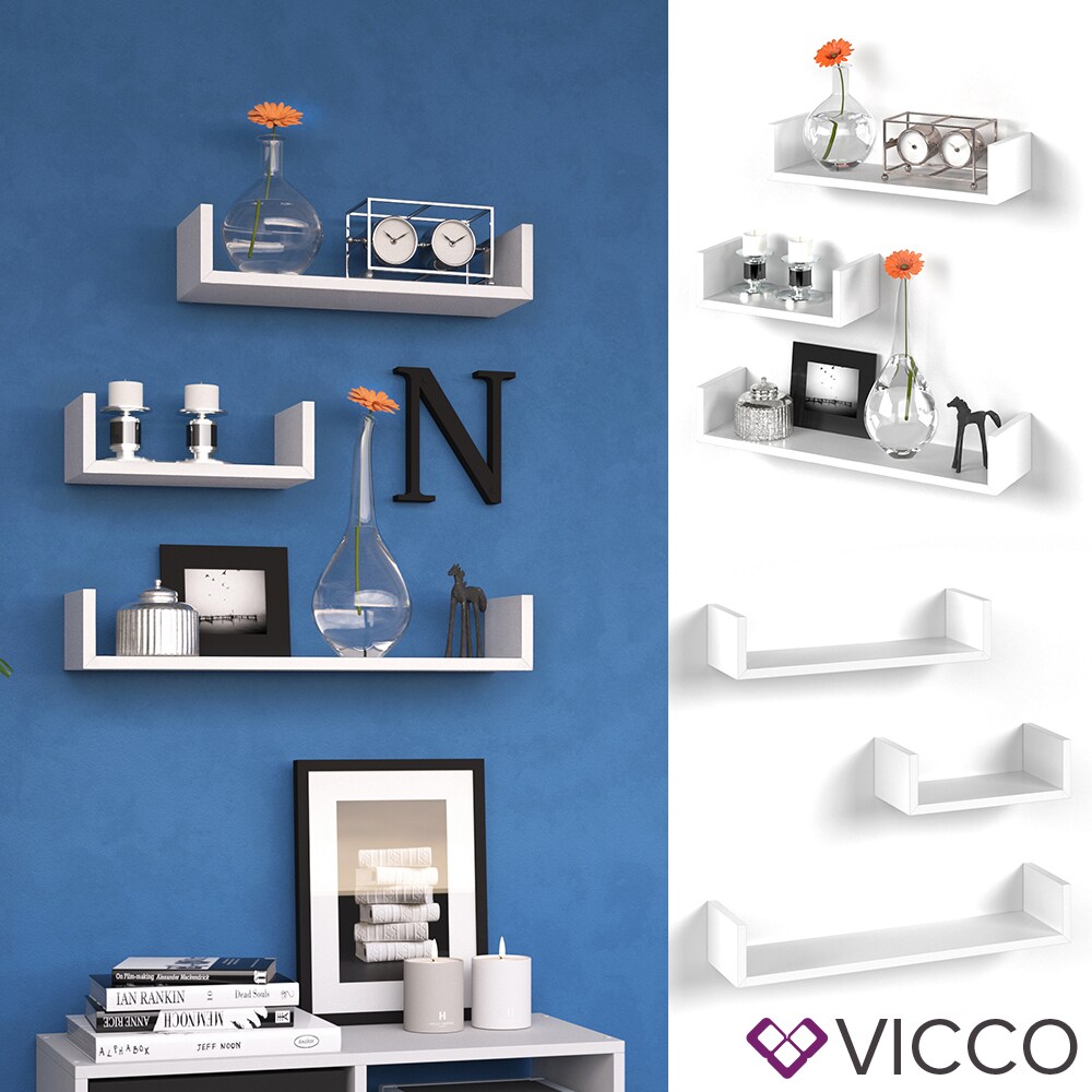 VICCO 3er Set Wandregal H&auml;ngeregal B&uuml;cherregal Wandboard Trend Regal Wei&szlig; - Bild 1