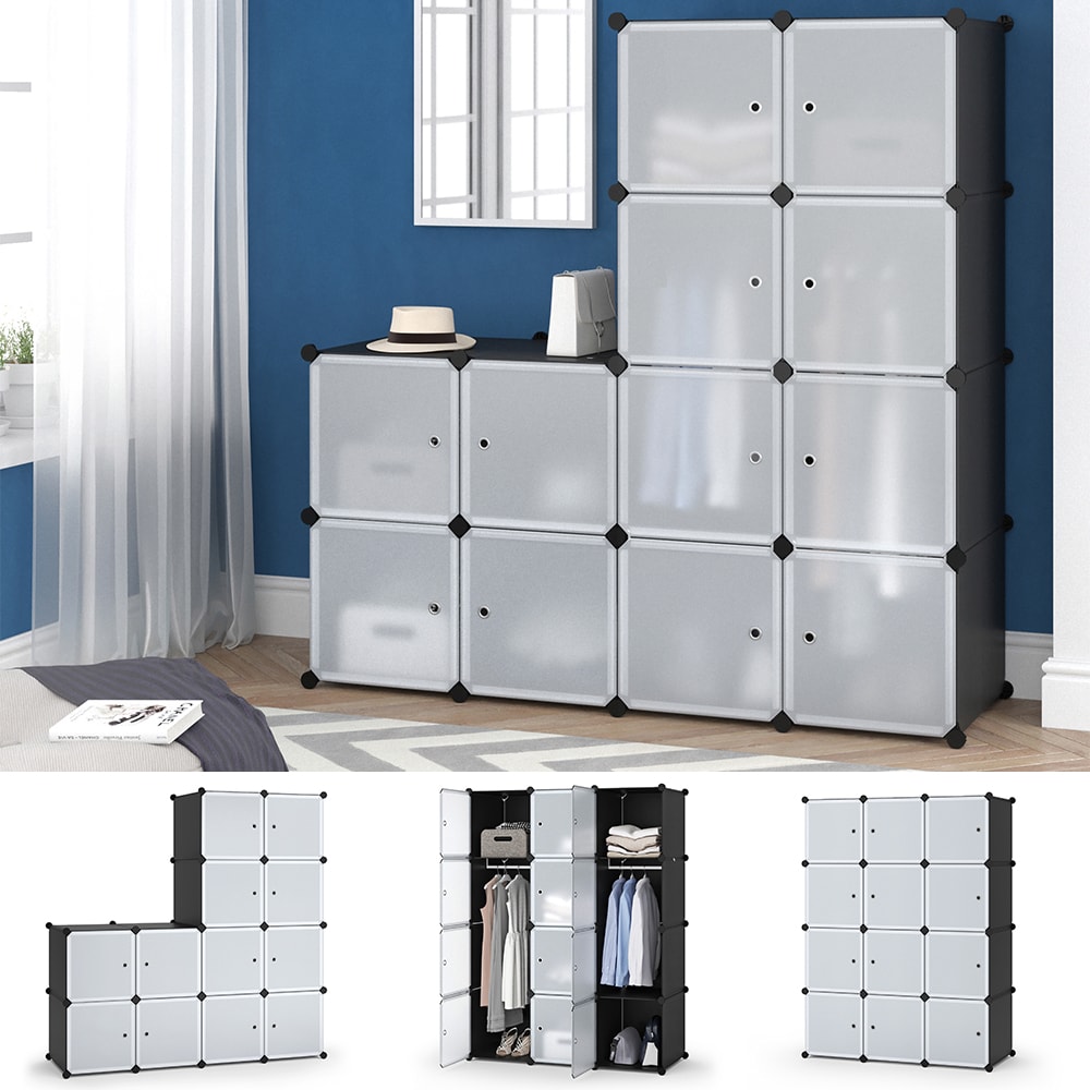 HUOLE Garderobe Kleiderschrank Modular - 6 Würfel Stecksystem Blau