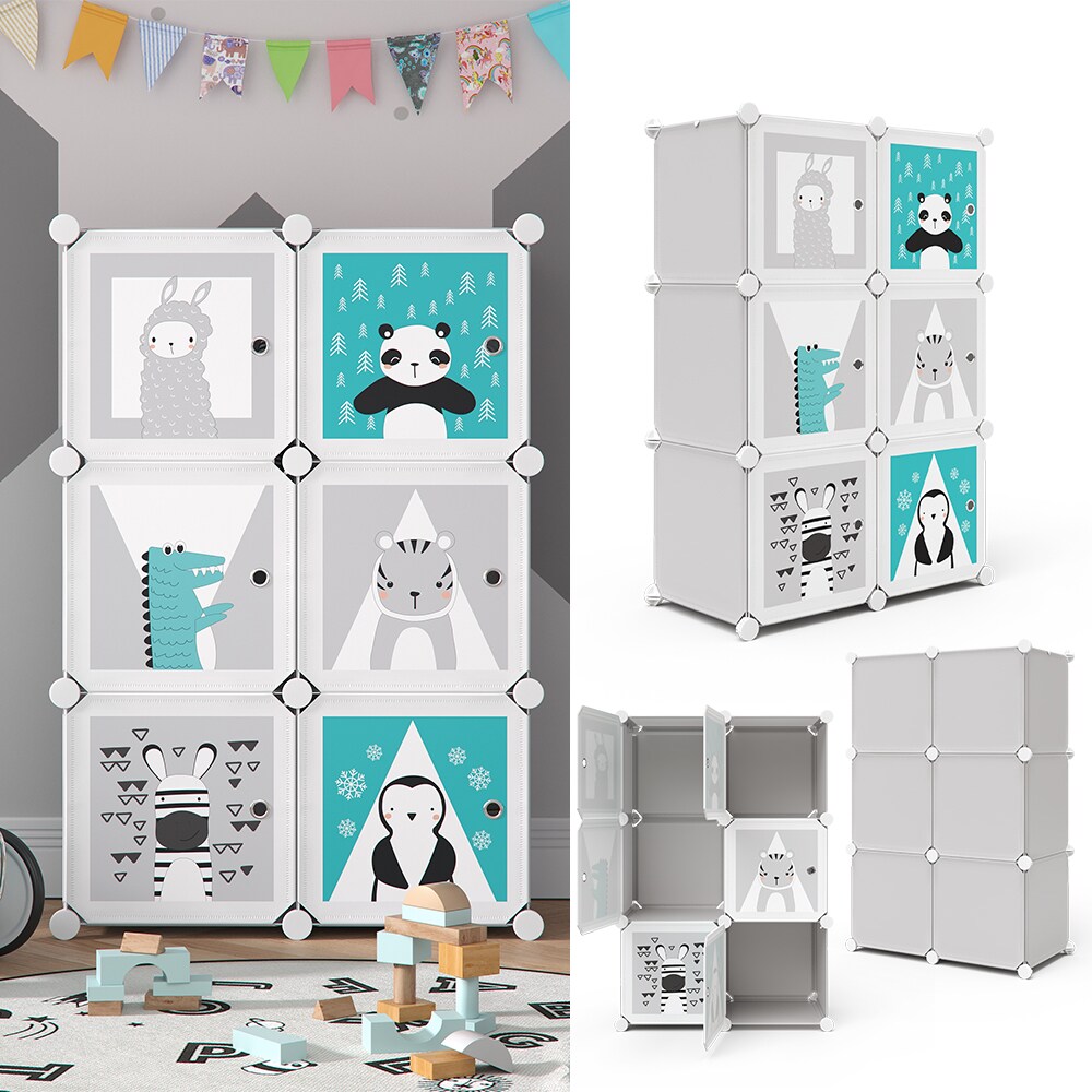 VICCO Kleiderschrank ANDY Kinder Regal DIY modular 6 F&auml;cher Kleiderstange Steckregal - Bild 1