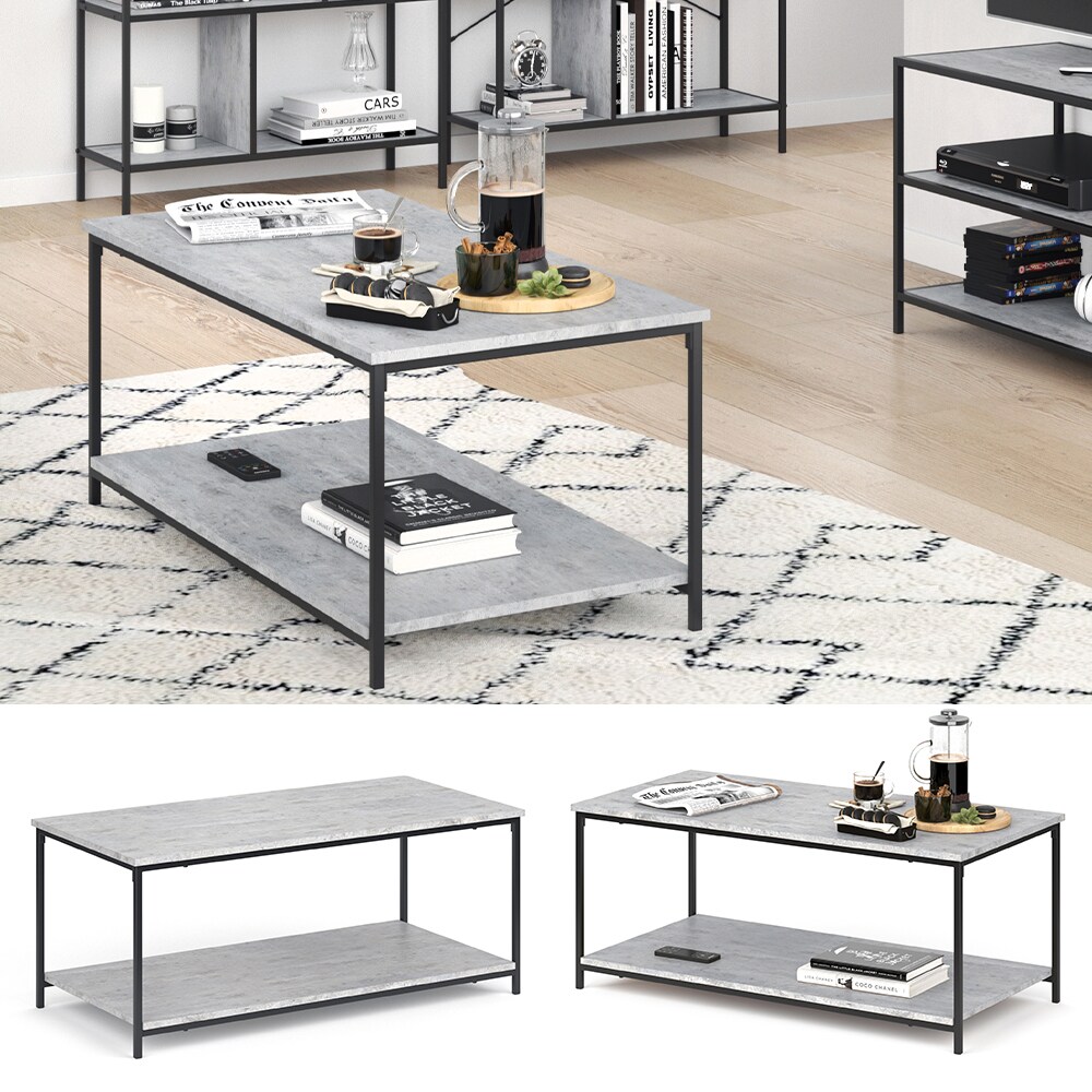 VICCO Couchtisch FYRK Wohnzimmertisch Beistelltisch Kaffeetisch Beton mit Ablage | 04251421940420