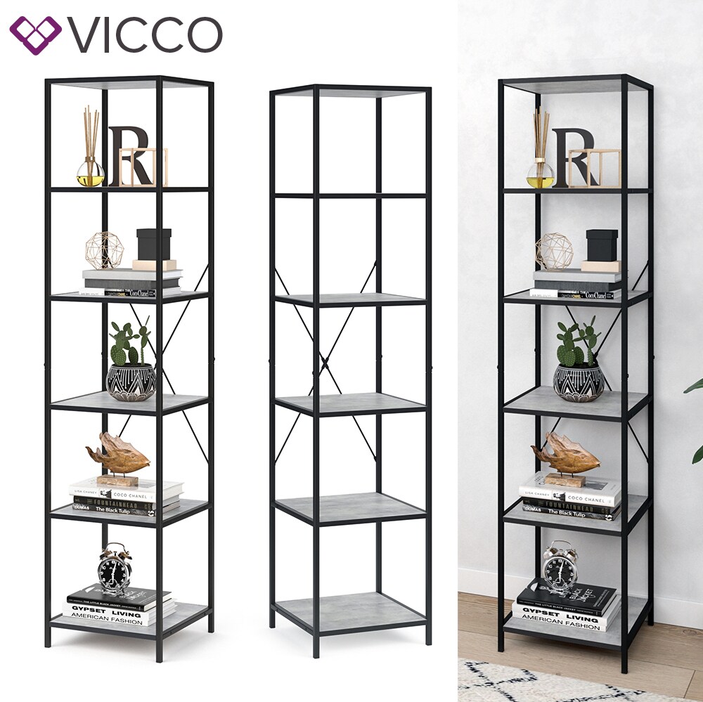 VICCO Loft Standregal Fyrk B&uuml;cherregal Wandregal Beton Regal 174x40x40 cm - Bild 1
