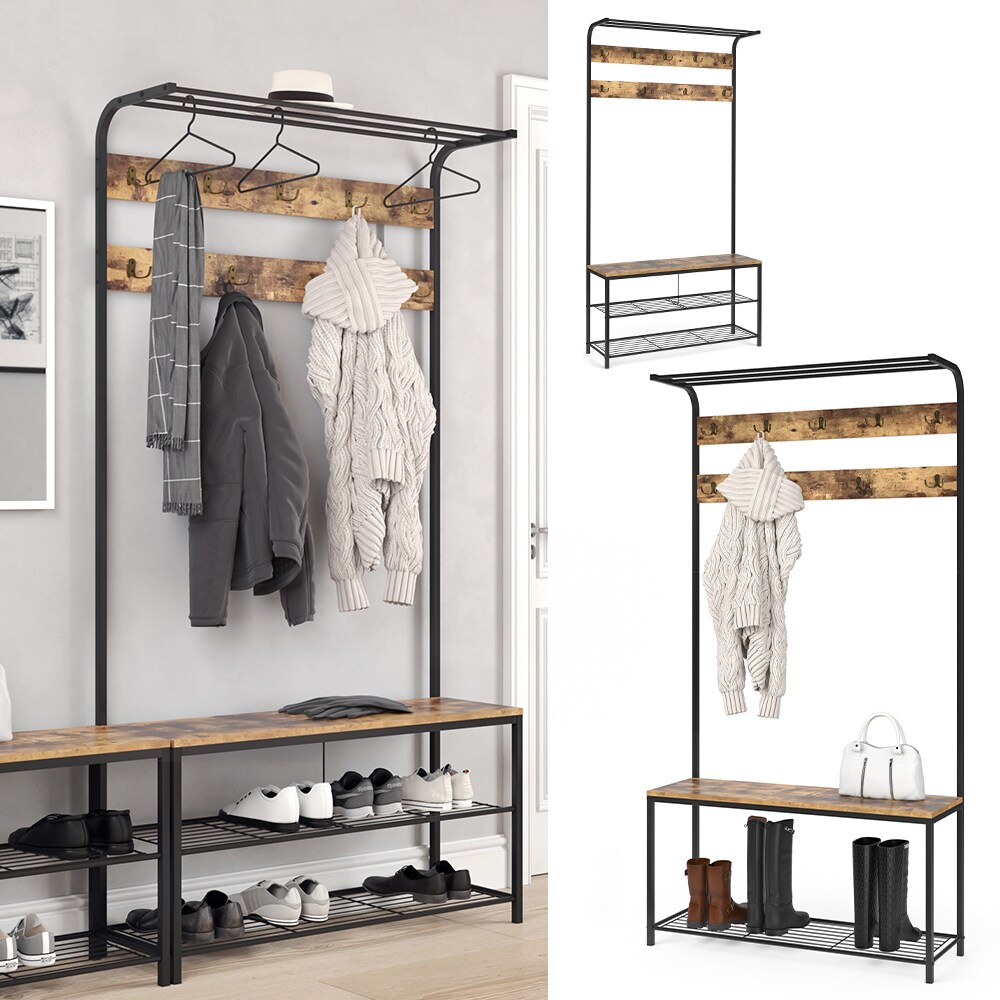 VICCO Garderobenst&auml;nder FYRK Garderobe Schuhregal Kleiderst&auml;nder mit Sitzbank - Bild 1