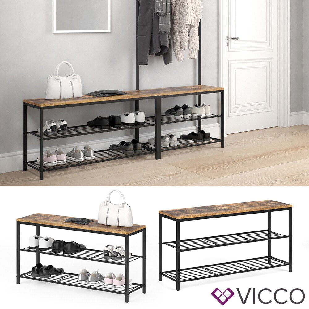 VICCO Schuhbank FYRK Schuhregal 100cm Schuhschrank Sitzfläche Sitzbank 2 Ablagen | 04251421940468