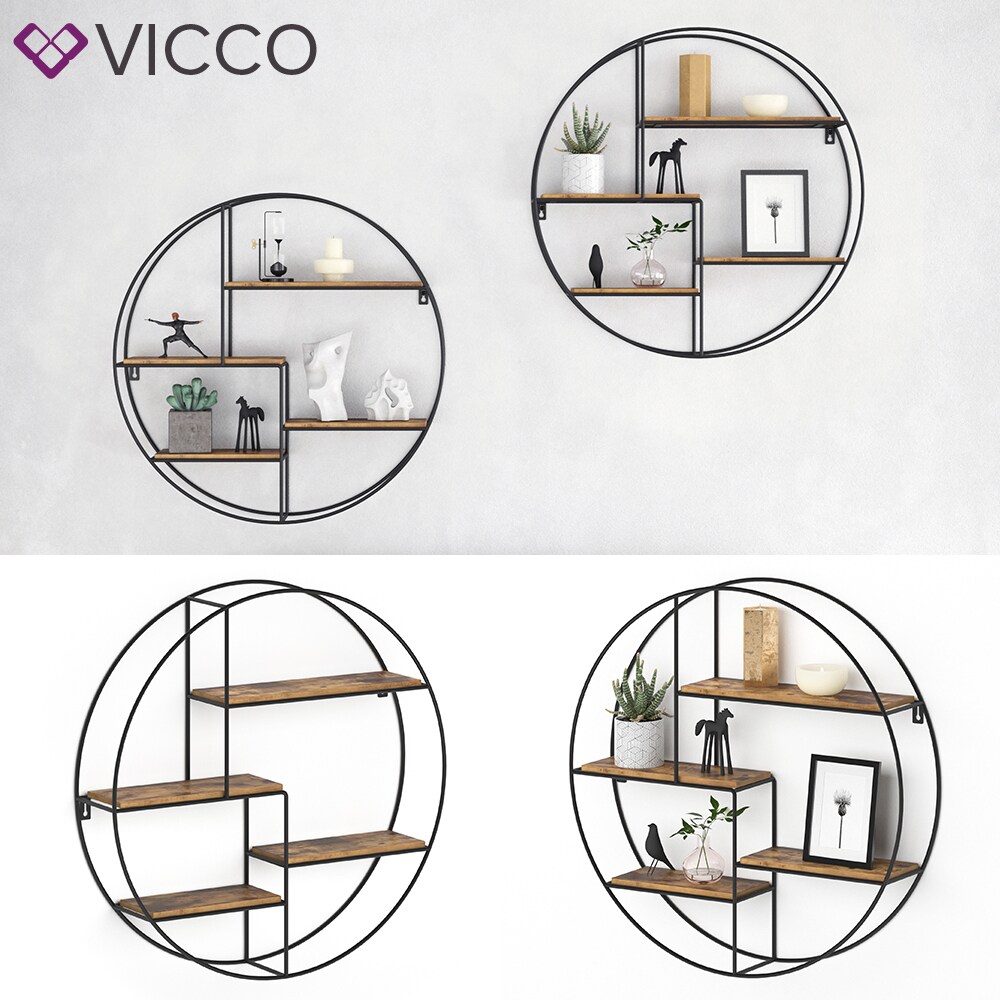 VICCO Loft Wandregal FYRK Gew&uuml;rzregal Industrial K&uuml;chenregal rund B&uuml;cherregal - Bild 1