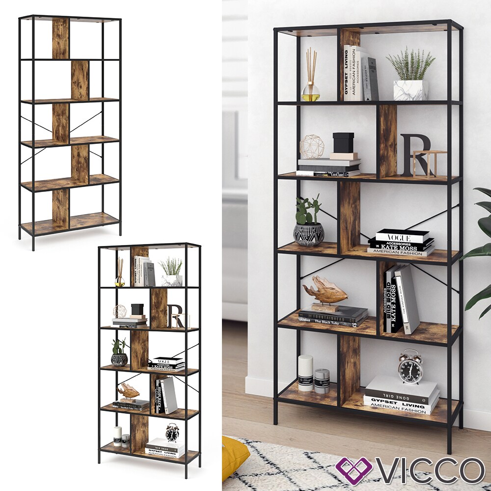 VICCO Loft B&uuml;cherregal FYRK Wandregal Standregal Aufbewahrung 180x80x30 Vintage - Bild 1