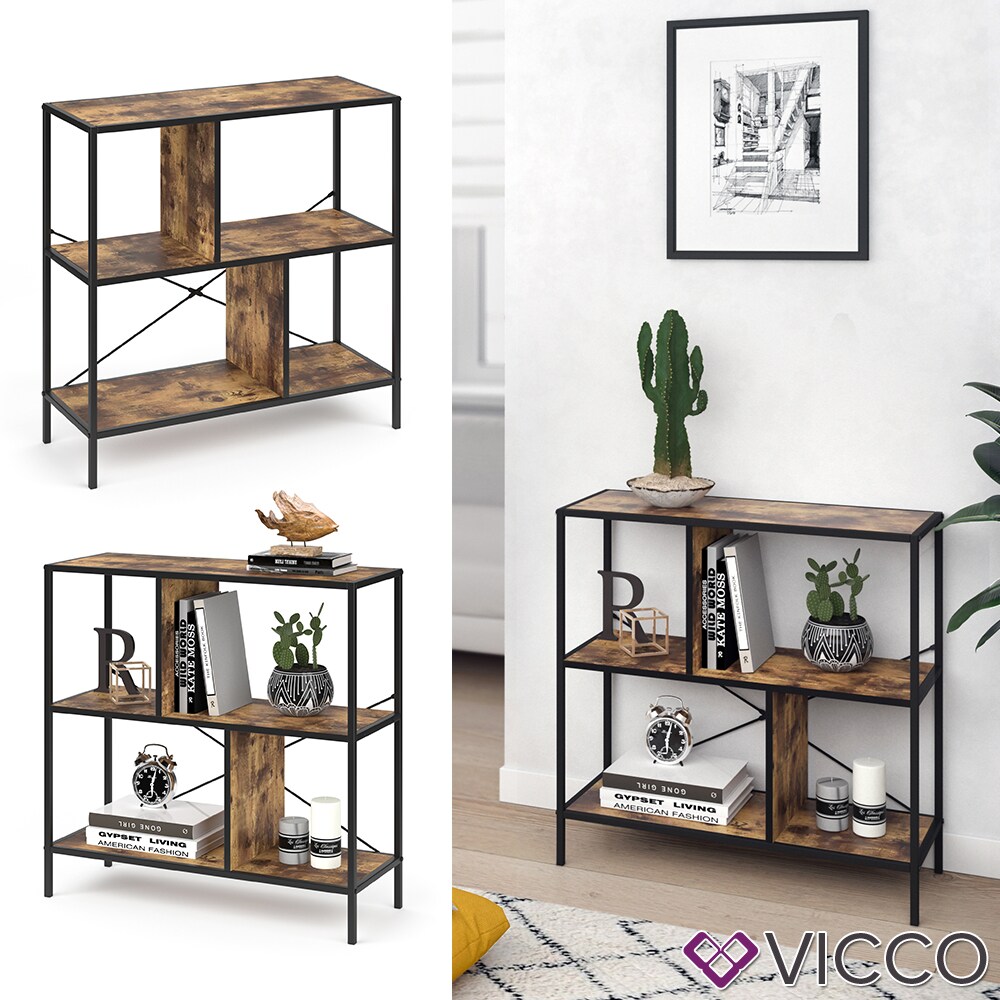 VICCO Loft B&uuml;cherregal FYRK Wandregal Standregal Aufbewahrung 79x80x30 Vintage - Bild 1