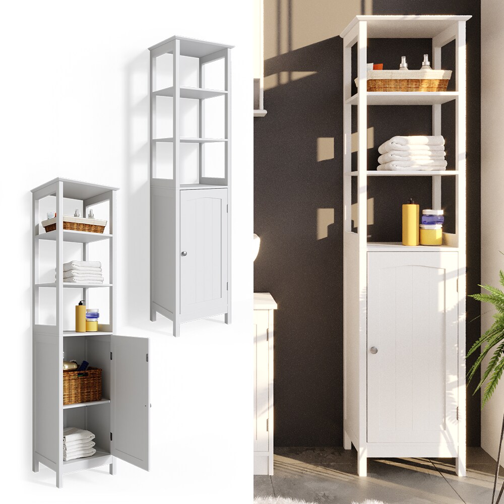 Vicco Badschrank Bianco Hochschrank 160x40x32cm Badregal Badmöbel weiß Holz Badezimmerschrank im Landhausstil