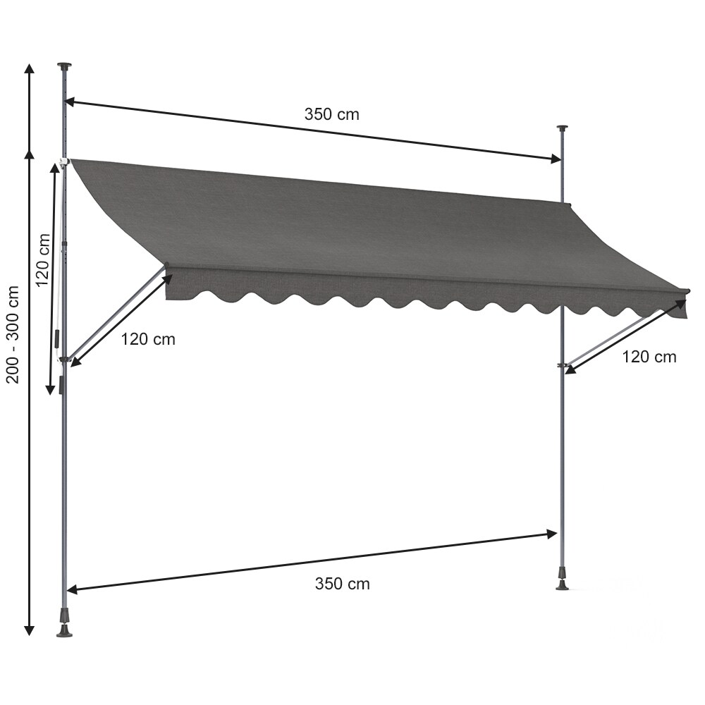 Klemmmarkise 350x120cm Balkonmarkise einrollbar Handkurbel Markise mit  Gestell online kaufen bei Netto