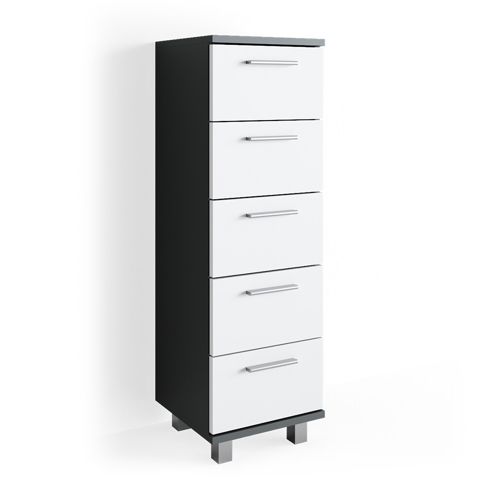 Midischrank ILIAS Bad BadschrankHochschrank Wei&szlig; Anthrazit - Bild 1