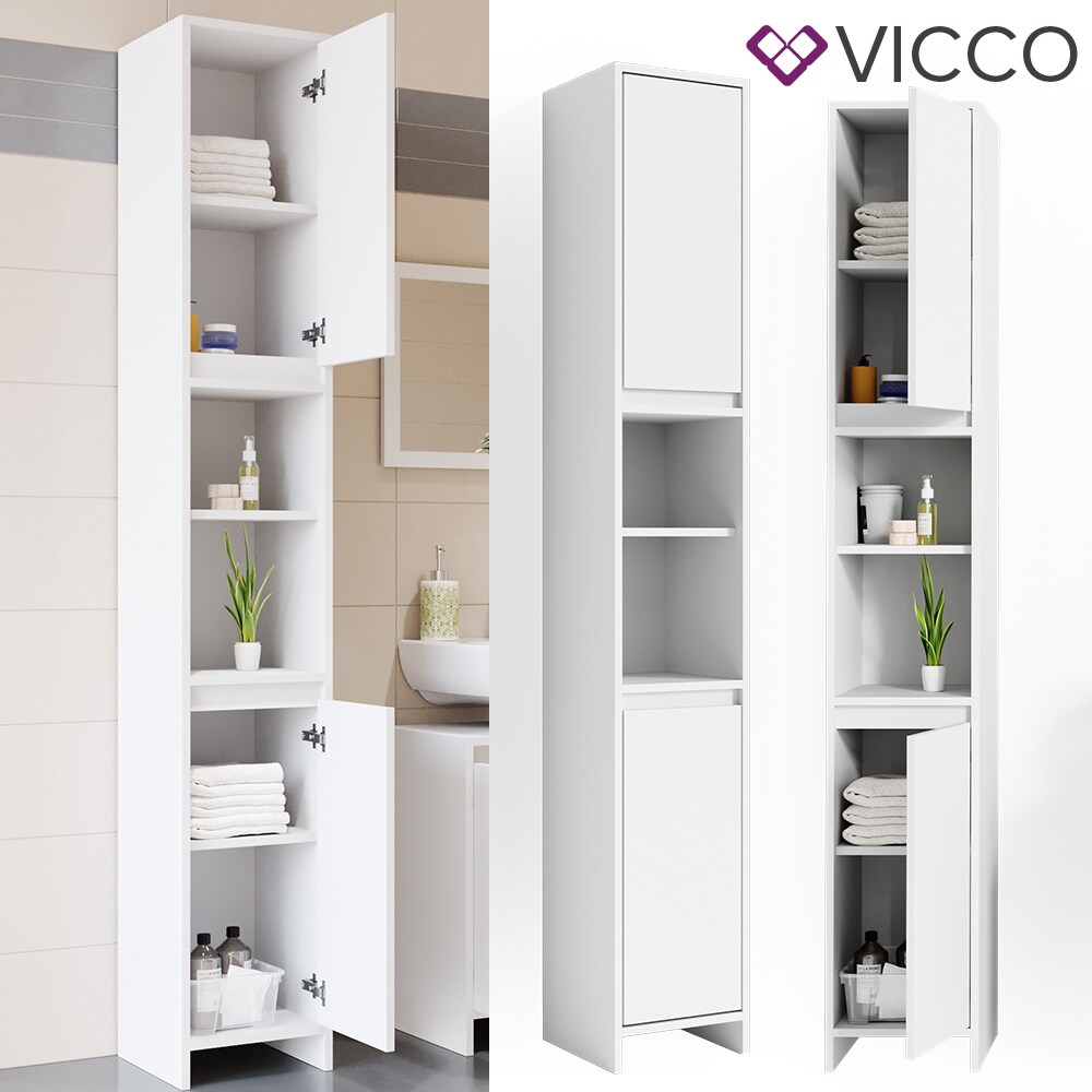 VICCO Badschrank EMMA Wei&szlig; Badezimmerschrank Hochschrank Badregal Schrank - Bild 1
