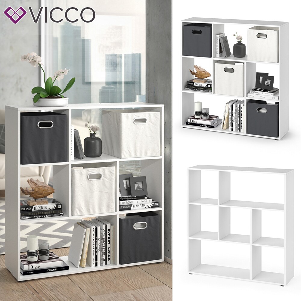 VICCO Raumteiler NOVE 7 F&auml;cher Wei&szlig; - B&uuml;cherregal W&uuml;rfelregal Standregal Regal - Bild 1