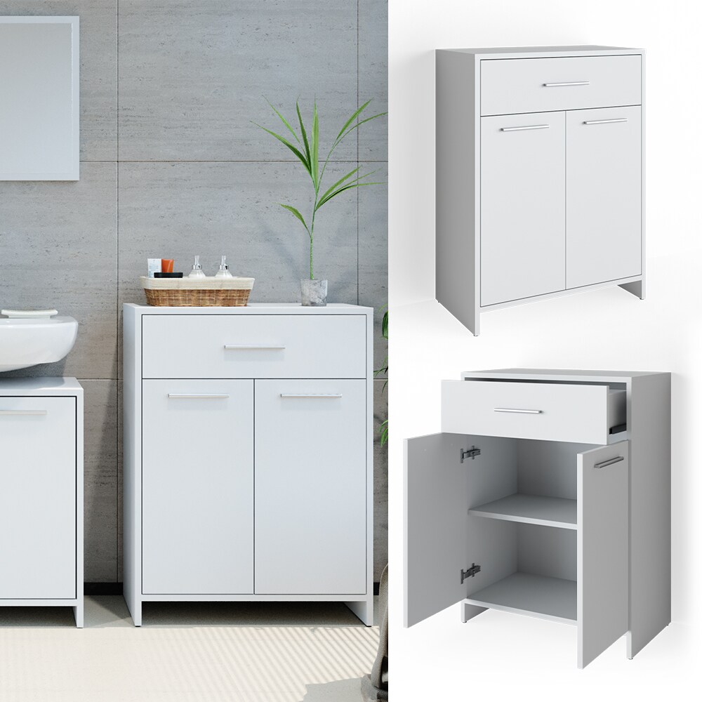 VICCO Badschrank KIKO 80 x 60 cm Wei&szlig; - Midischrank Bad Schrank Regal Badregal - Bild 1