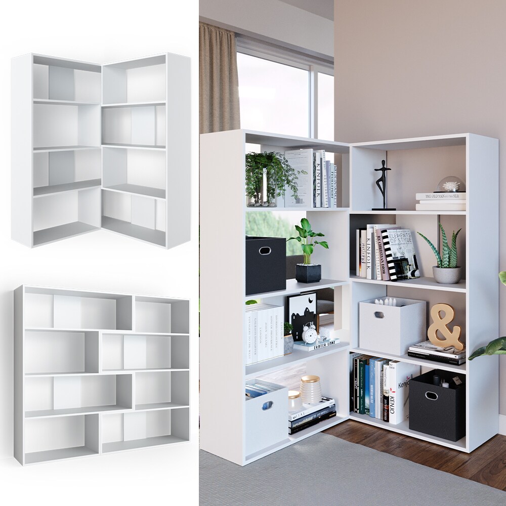 Vicco Eck-Bücherregal Laine Standregal weiß Raumteiler Eckregal Medienregal | 04251421941939