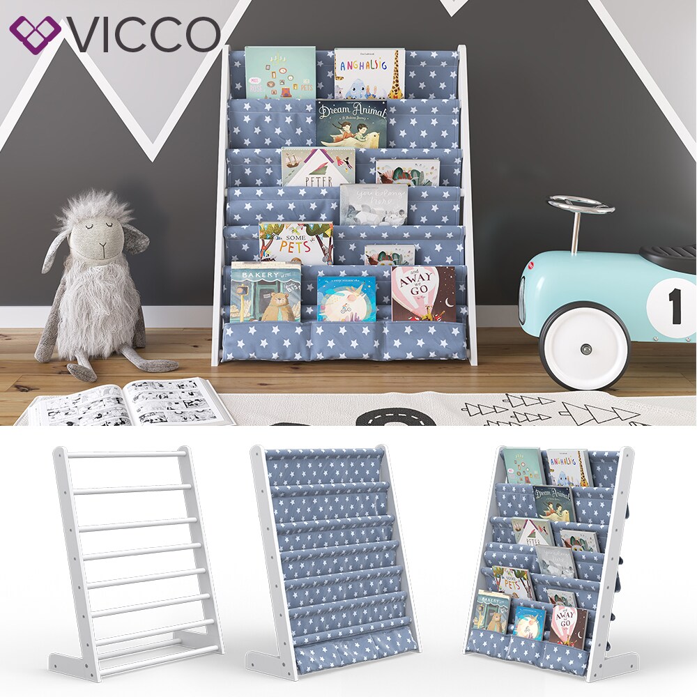 VICCO Kinderregal Wei&szlig; Kinderzimmerregal Spielzeugregal B&uuml;cherregal H&auml;ngef&auml;cherregal-Wei&szlig; - Bild 1