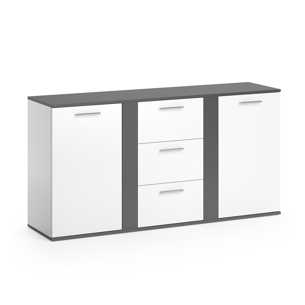 VICCO Sideboard NOVELLI Highboard wei&szlig; anthrazit Kommode Anrichte Schrank 2 T&uuml;ren - Bild 1
