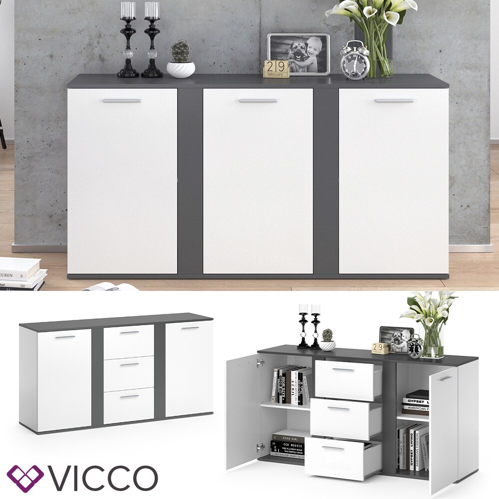 VICCO Sideboard NOVELLI Highboard weiß sonoma Kommode Anrichte Schrank 2 Türen | 04251421941762