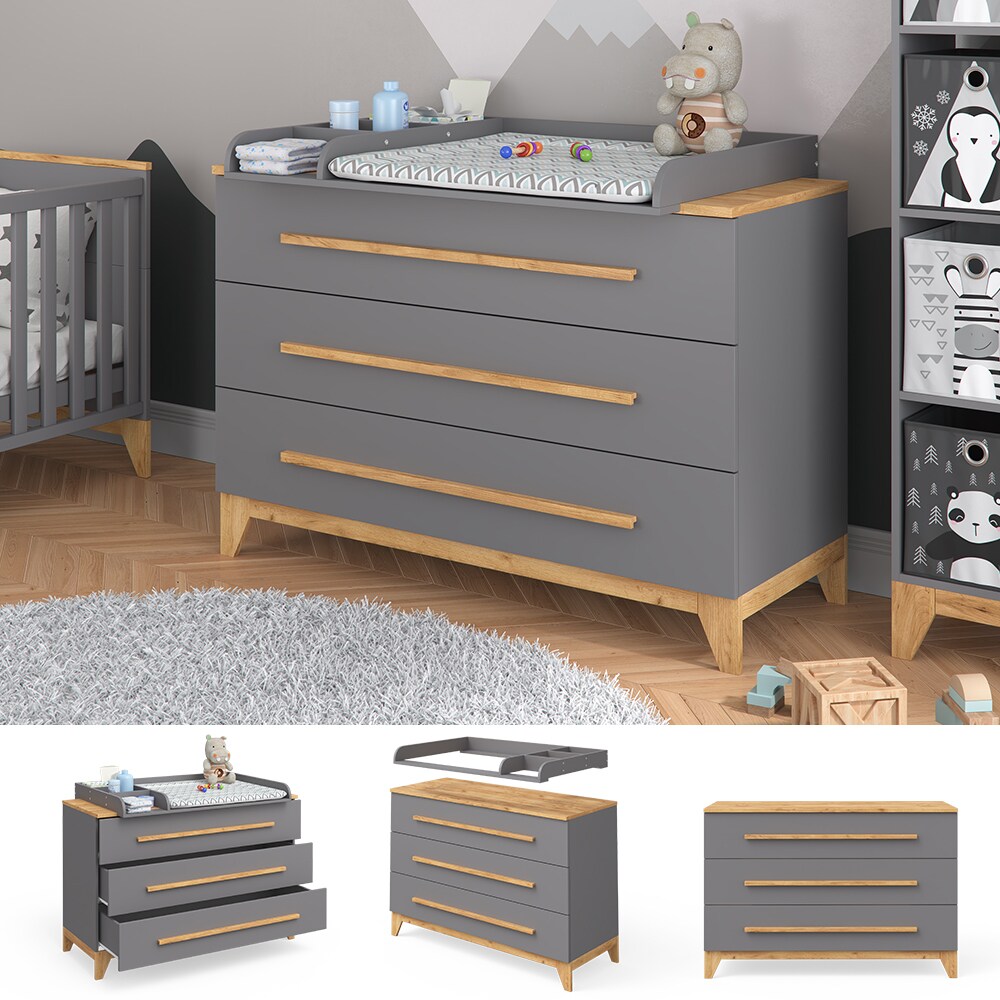 VitaliSpa Wickelkommode Malia anthrazit Wickeltisch Wickelaufsatz Wickelregal - Bild 1