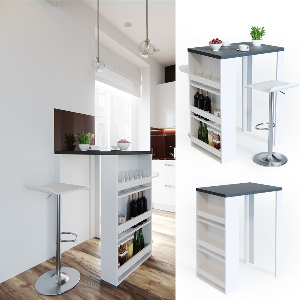 VICCO Bartisch Bar Tresen Wei&szlig; Anthrazit Bartresen Stehtisch Tisch Tresentisch Bistrotisch K&uuml;che - Bild 1