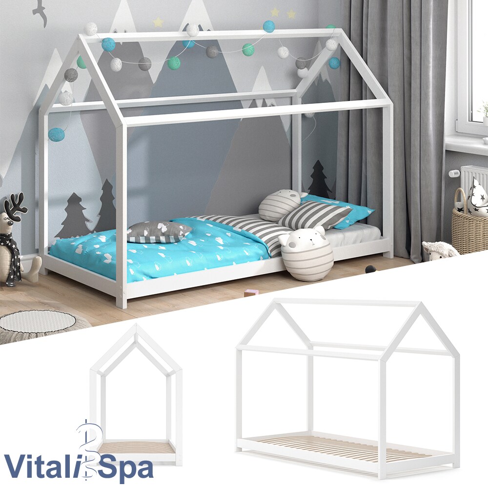 VITALISPA Hausbett WIKI 90x200 Wei&szlig; Kinderbett Kinderhaus Kinder Bett Holz - Bild 1