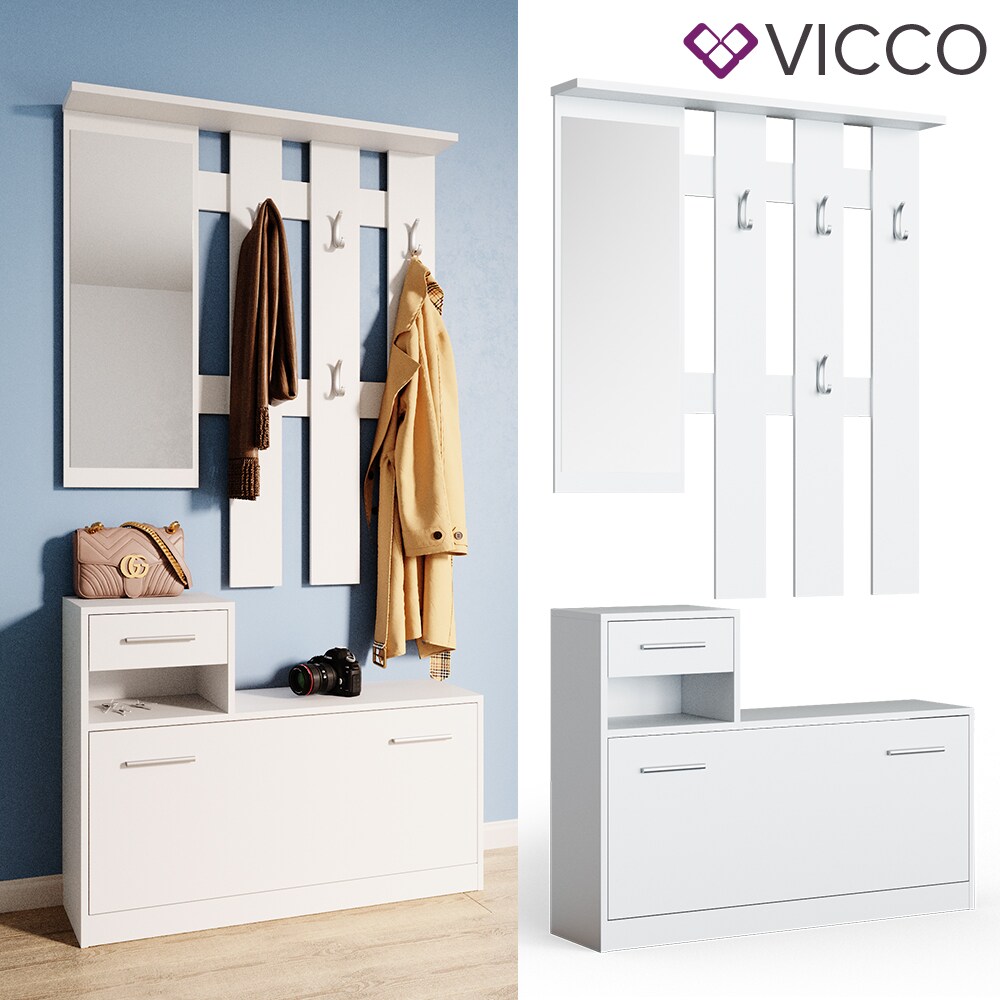 Vicco Flurgarderobe Set Billy wei&szlig; Garderobe Dielengarderobe Kompaktgarderobe - Bild 1