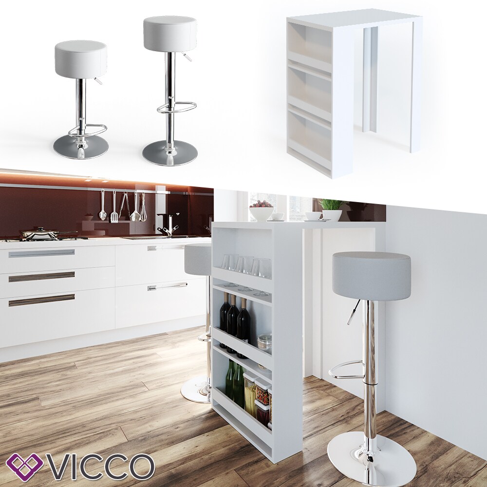 VICCO Bartisch Bartresen Stehtisch Tisch Tresentisch Bistrotisch Küche Weiß