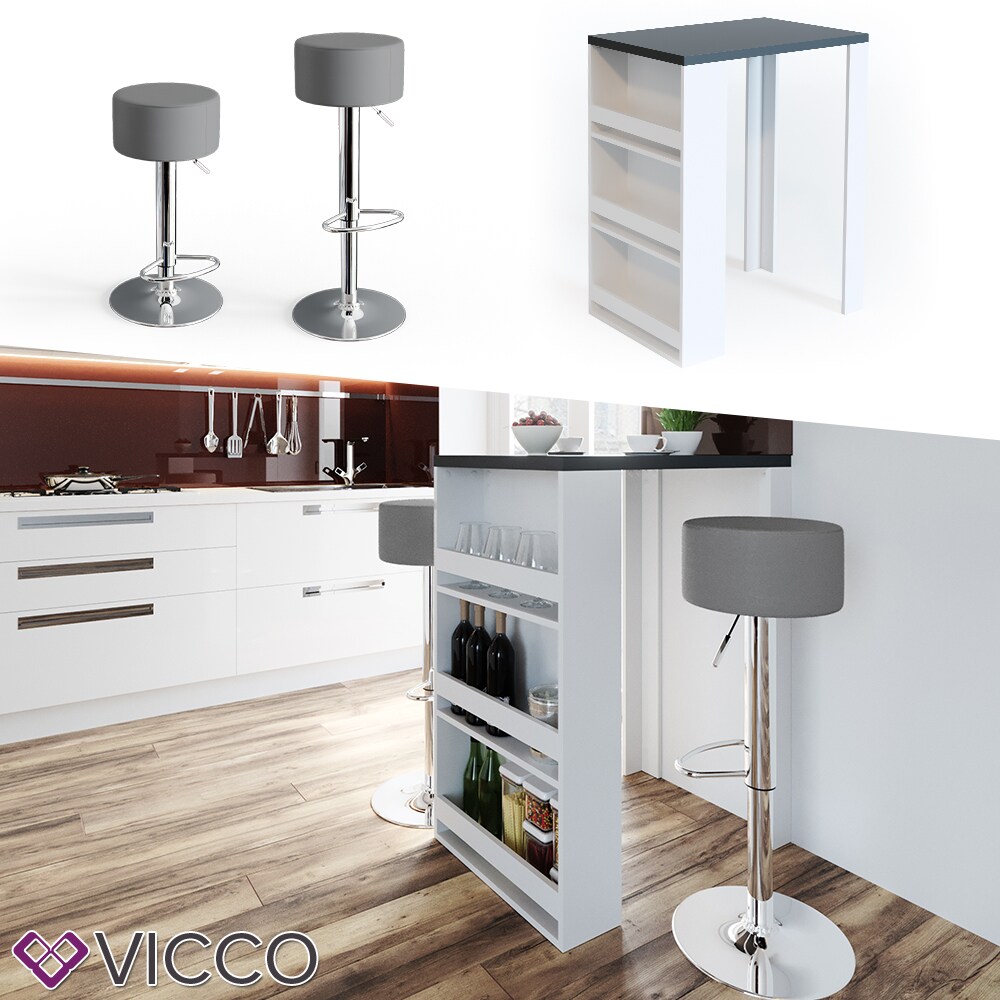 VICCO Bartisch Bartresen Stehtisch Tisch Tresentisch Bistrotisch Weiß Anthrazit inkl. Barhocker