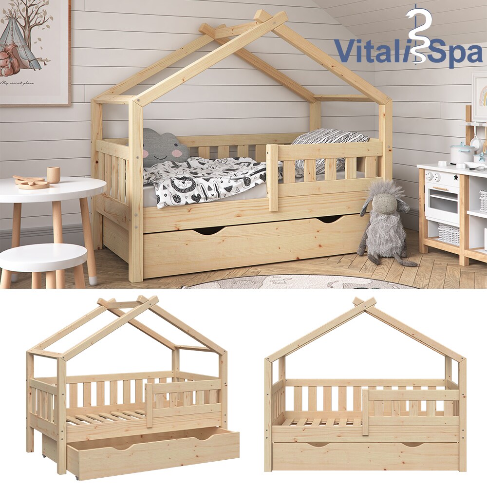 VitaliSpa Design Kinderbett 140x70 Babybett Jugendbett mit Schublade Lattenrost