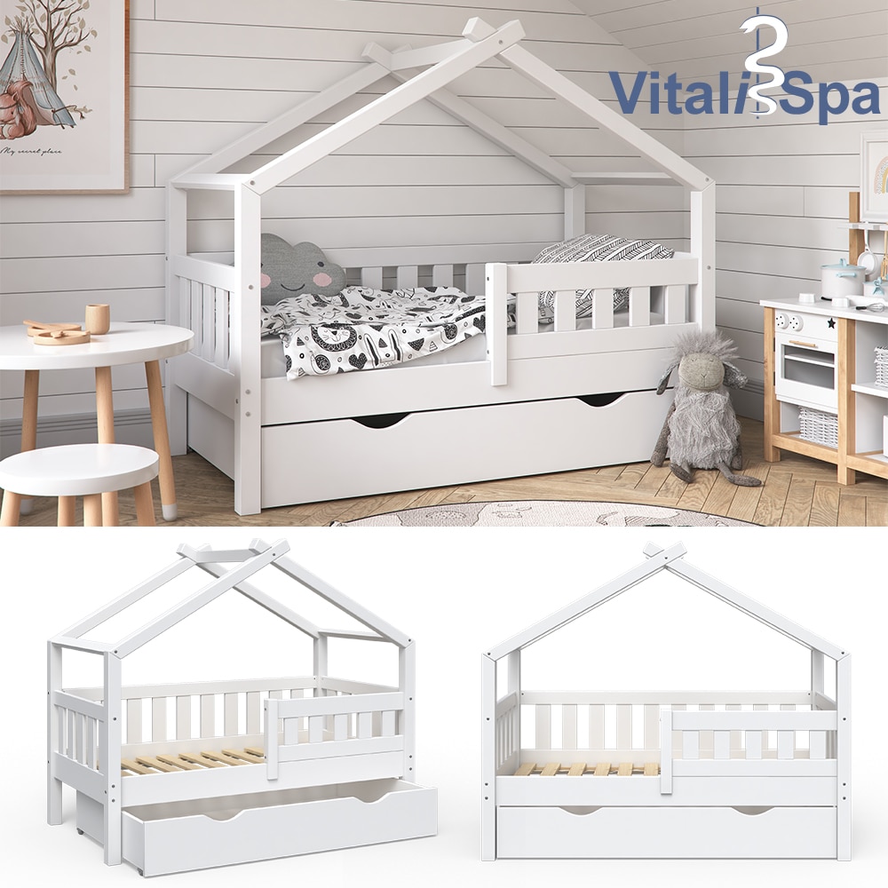 VitaliSpa Design Kinderbett 140x70 Babybett Jugendbett mit Schublade Lattenrost - Bild 1