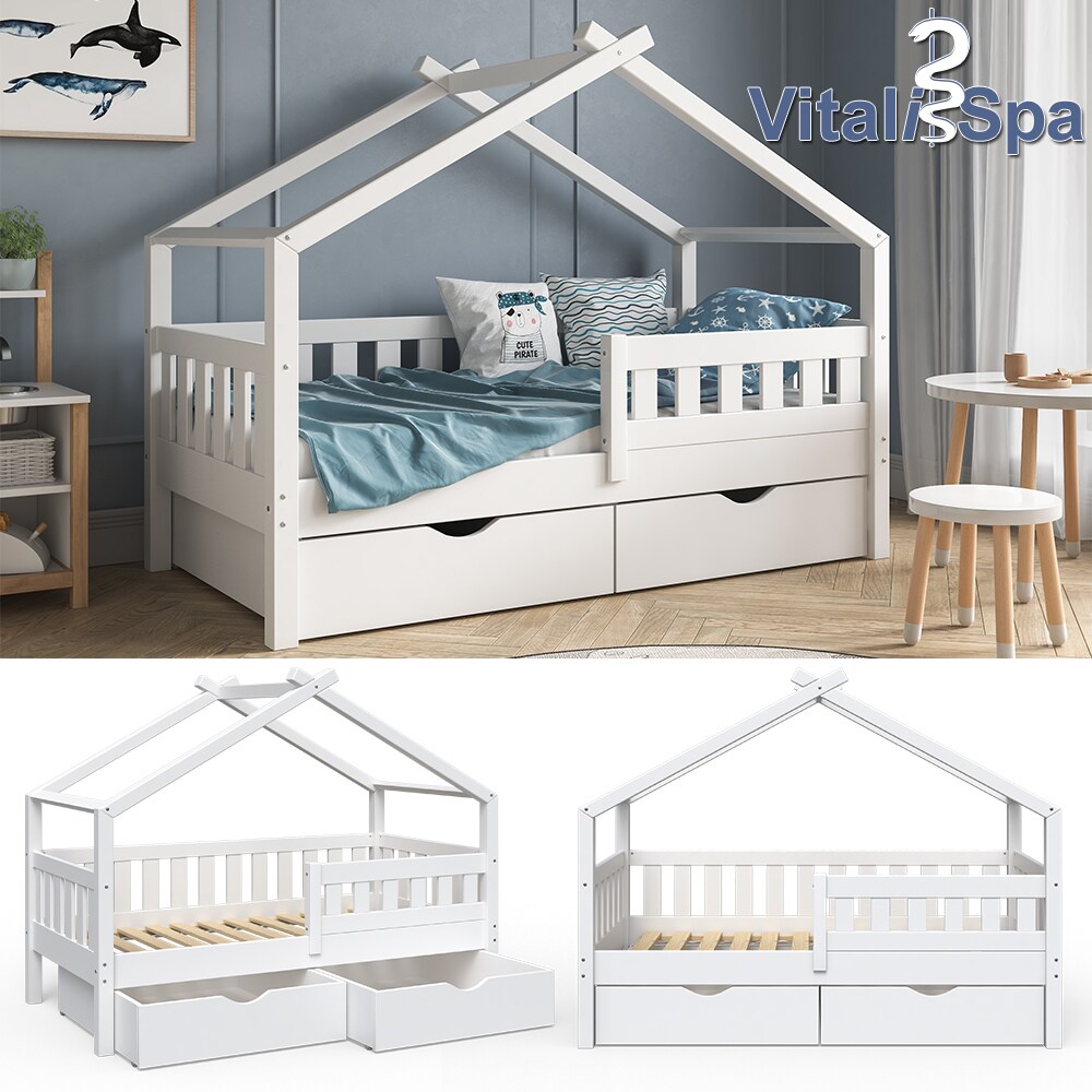 VitaliSpa Design Kinderbett 160x80 Babybett Jugendbett 2 Schubladen Lattenrost - Bild 1