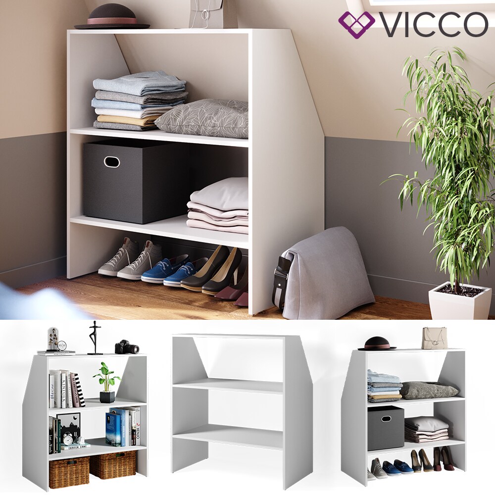 VICCO Dachschr&auml;genregal B&uuml;cherregal Wandregal Standregal Regal Dachschr&auml;ge Wei&szlig; - Bild 1