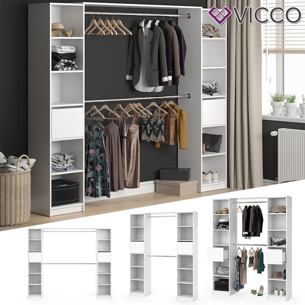 VICCO Kleiderschrank GUEST XL offen begehbar Regal Kleiderst&auml;nder Schrank wei&szlig; - Bild 1