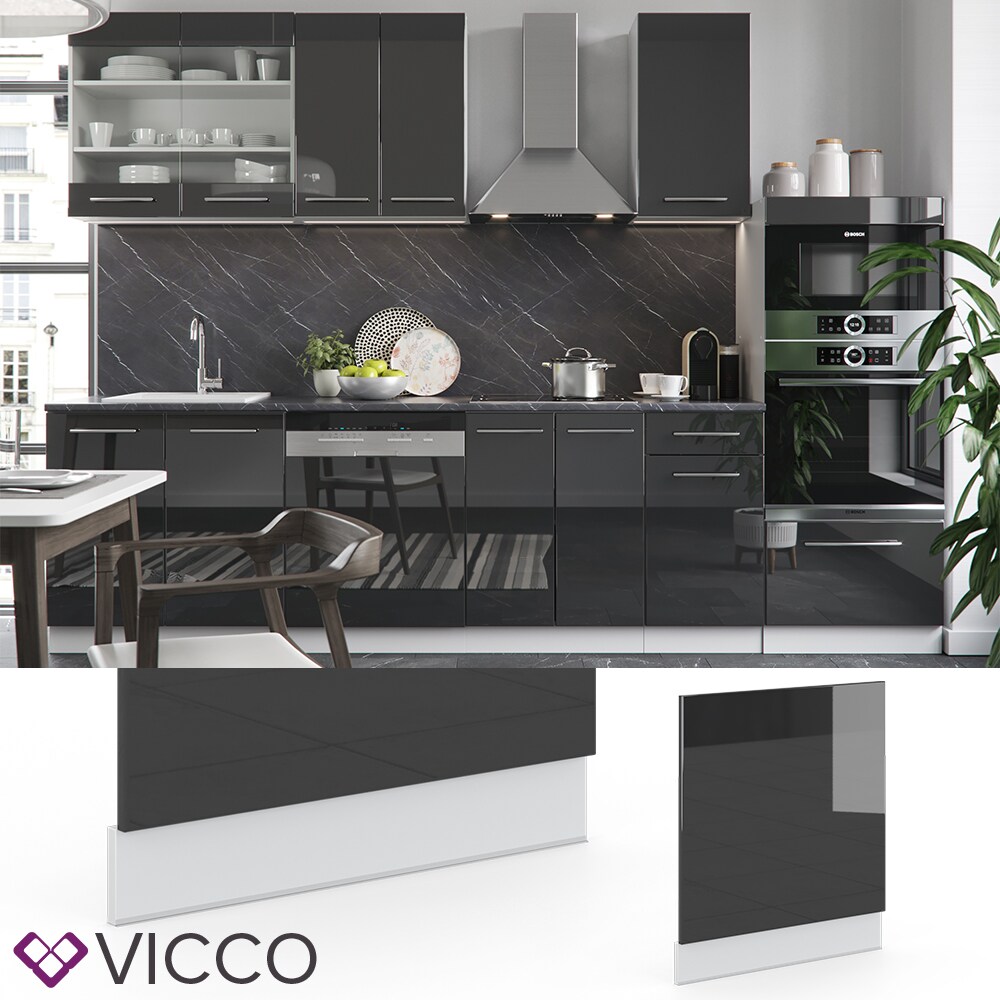 VICCO Geschirrspülerblende 60 cm Anthrazit Küchenzeile Unterschrank Fame