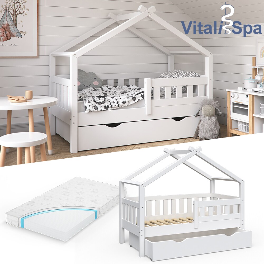 VitaliSpa Design Kinderbett 140x70 Babybett Jugendbett mit Schublade Lattenrost Matratze - Bild 1