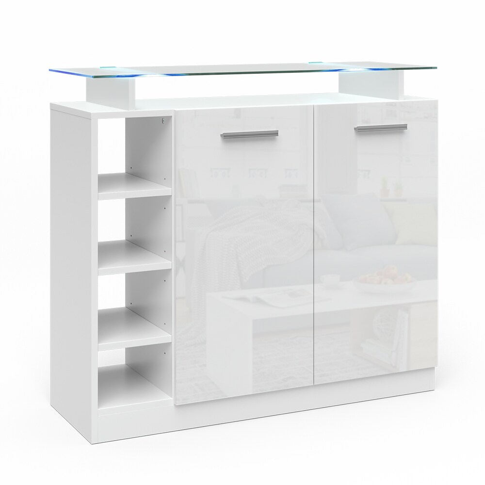 Vicco Kommode Asti 2 T&uuml;ren Highboard LED Beleuchtung Glasablage Anrichte Schrank - Bild 1