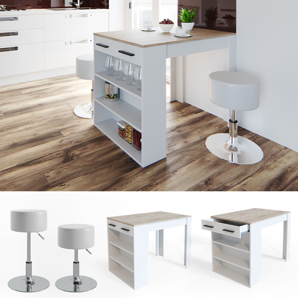 Vicco Bartisch Repose Stehtisch Loungetisch Tresentisch Tisch K&uuml;chentisch Regal mit Barhocker - Bild 1