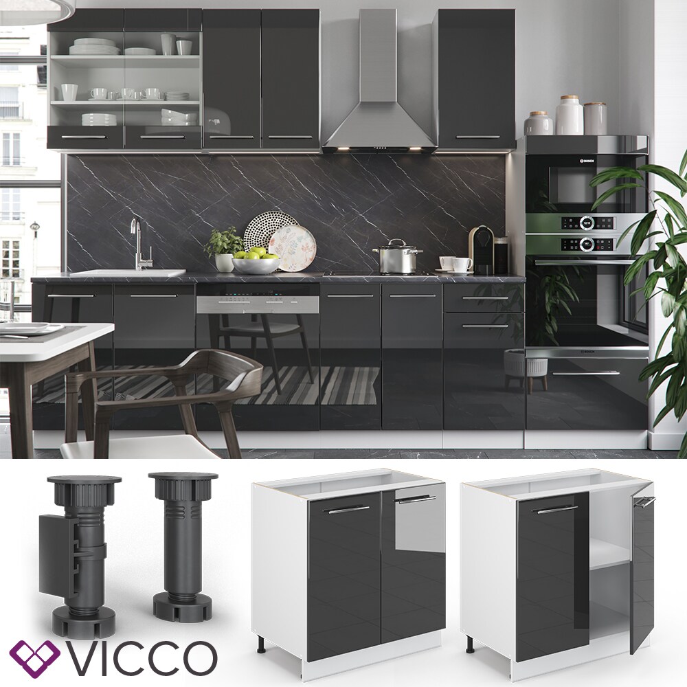 VICCO Unterschrank 80 cm Anthrazit Küchenzeile Unterschrank Fame