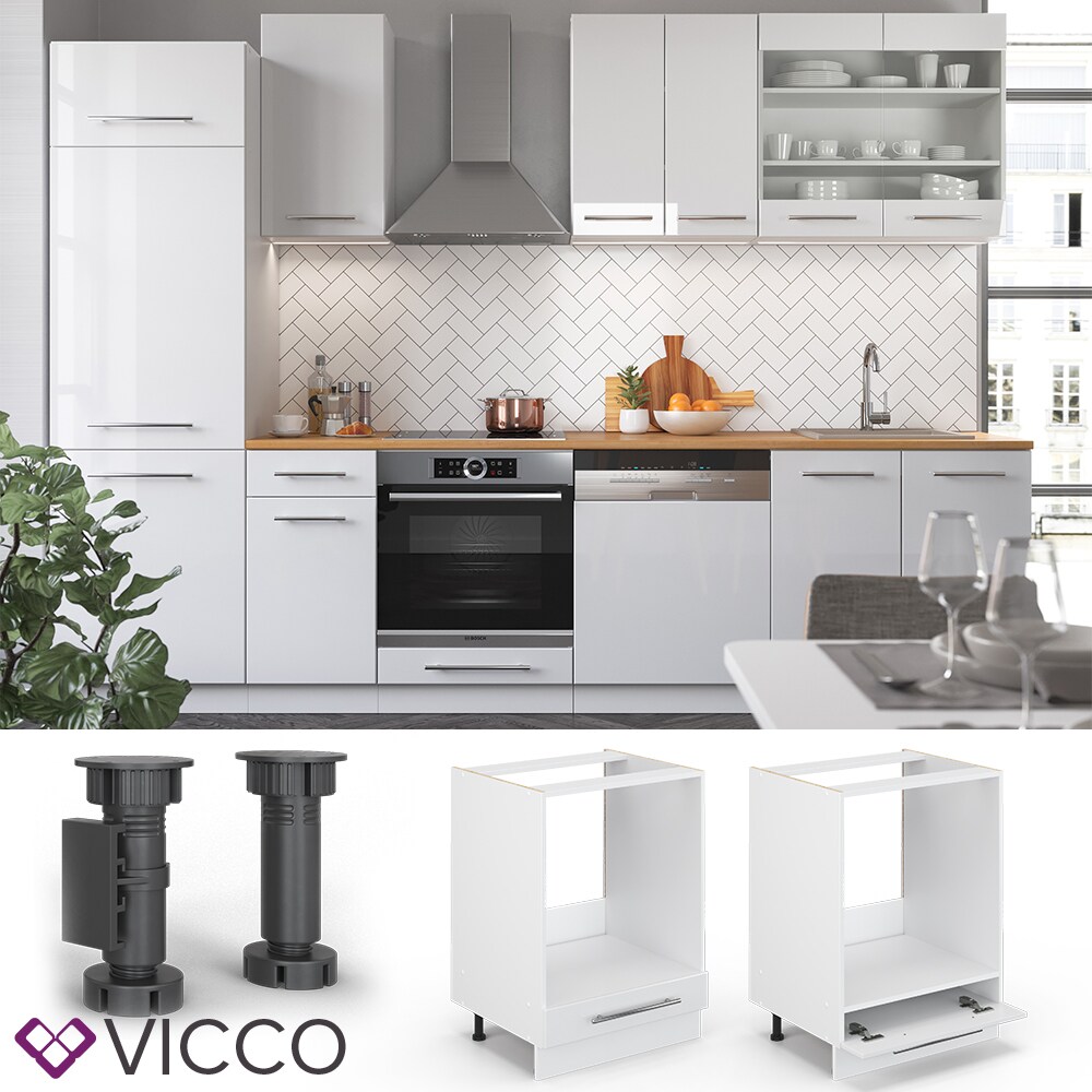 VICCO Herdumbauschrank 60 cm Weiß Küchenzeile Unterschrank Fame
