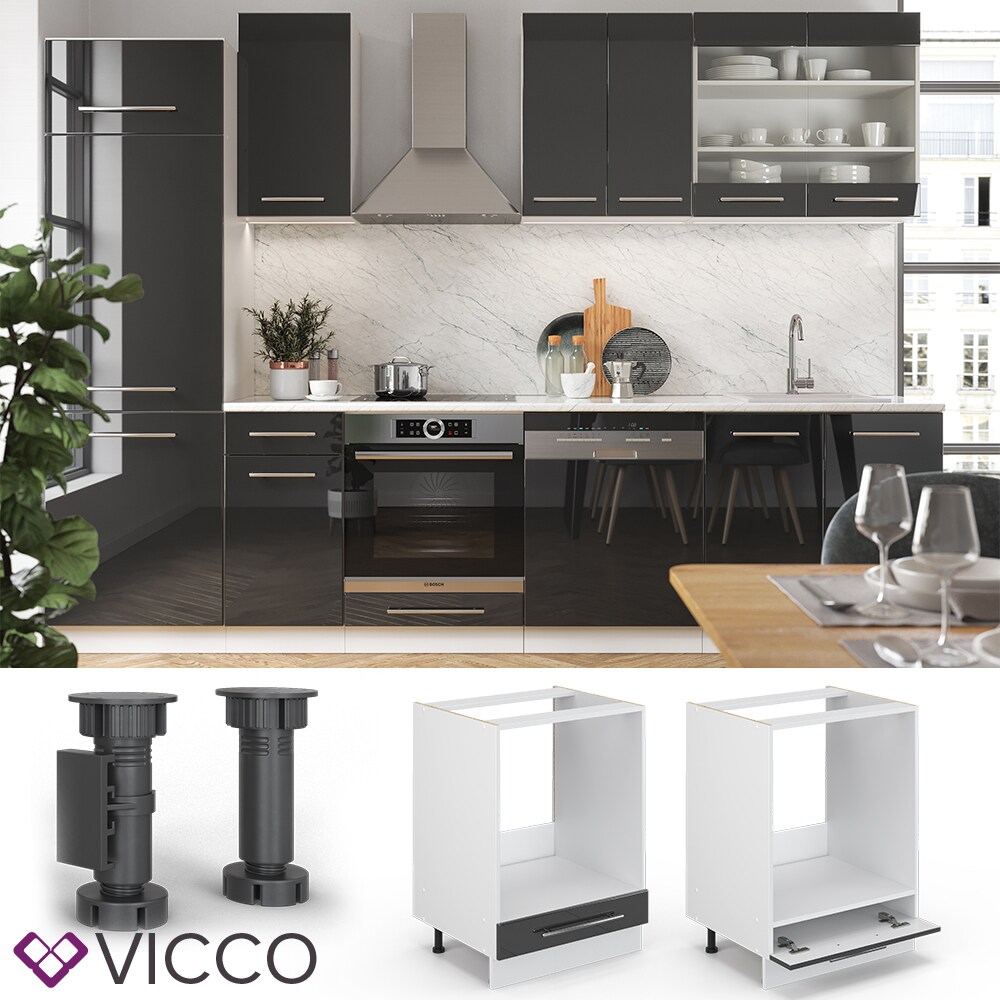 VICCO Herdumbauschrank 60 cm Anthrazit Küchenzeile Unterschrank Fame